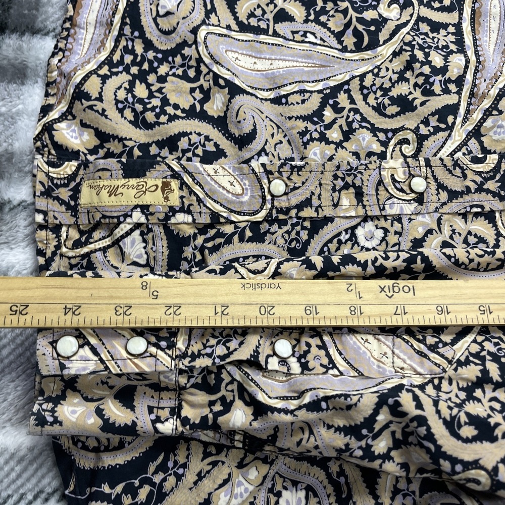 Larry Mahan Shirt Mens M Paisley Blue Pearl Snap Cowboy Collection - Picture 10 of 12